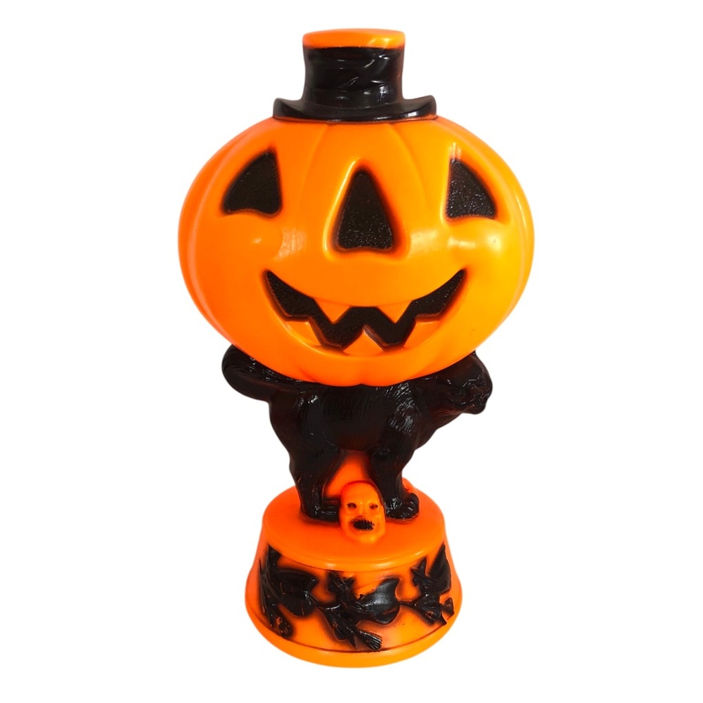 VINTAGE 60s 70s Empire Black Cat JOL Jackolantern Witches Blow Mold Light MCM